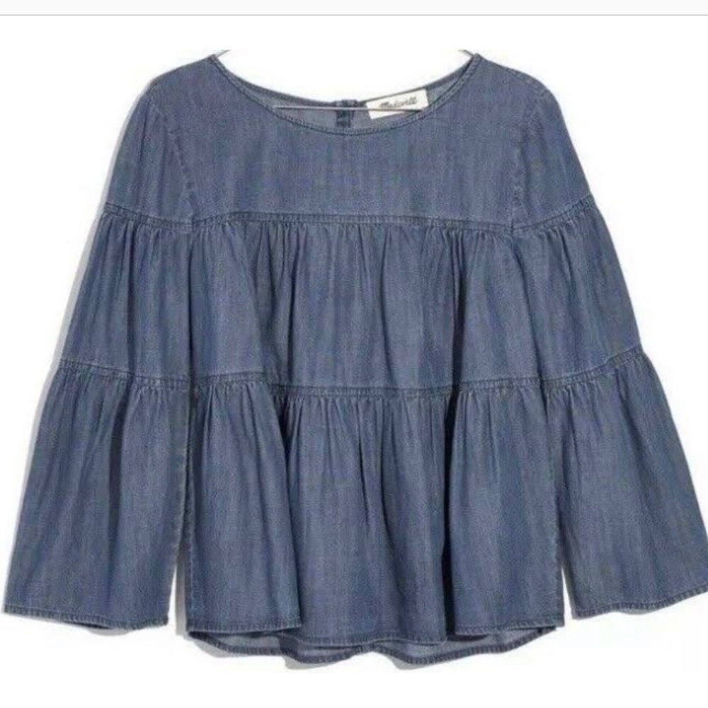 MADEWELL tiered denim shirt sz Small